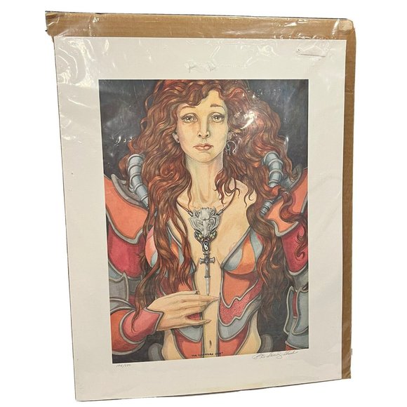 VTG 90s signed Print 194/500 fantasy art PD Breeding Black The Vulnerable Heart - Picture 1 of 12